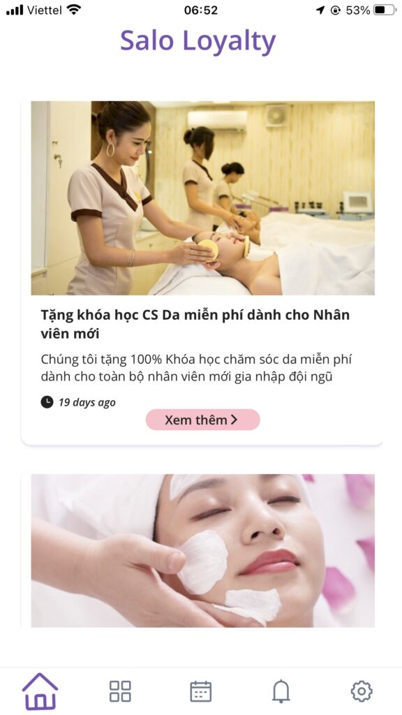 Tin đăng hiển thị trên App Salo Loyalty