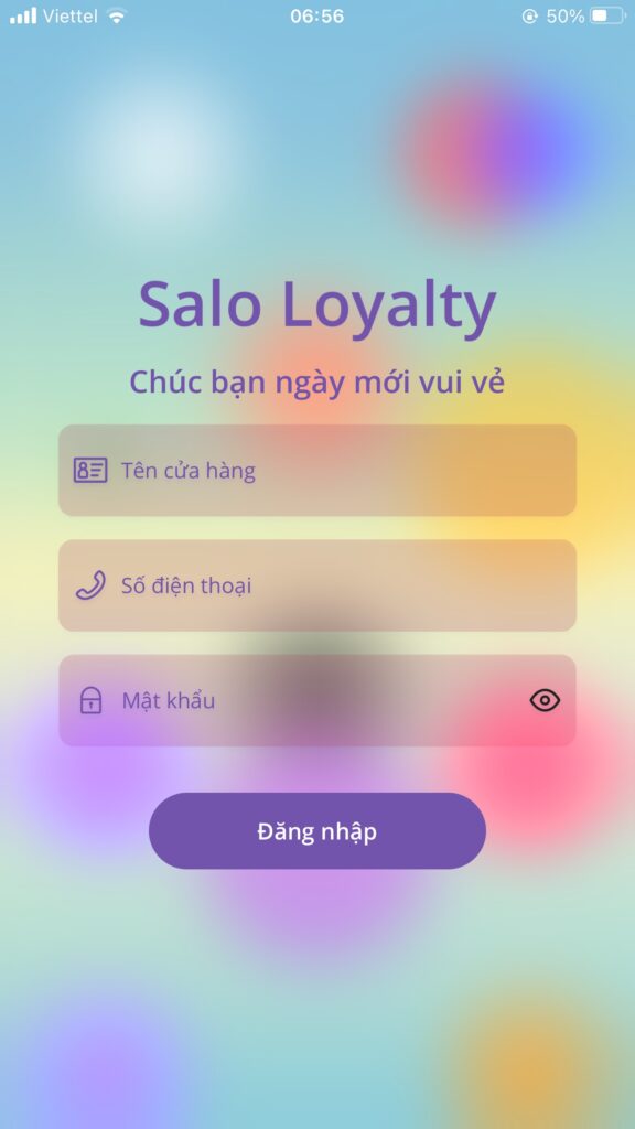 Màn hình đăng nhập Salo Loyalty