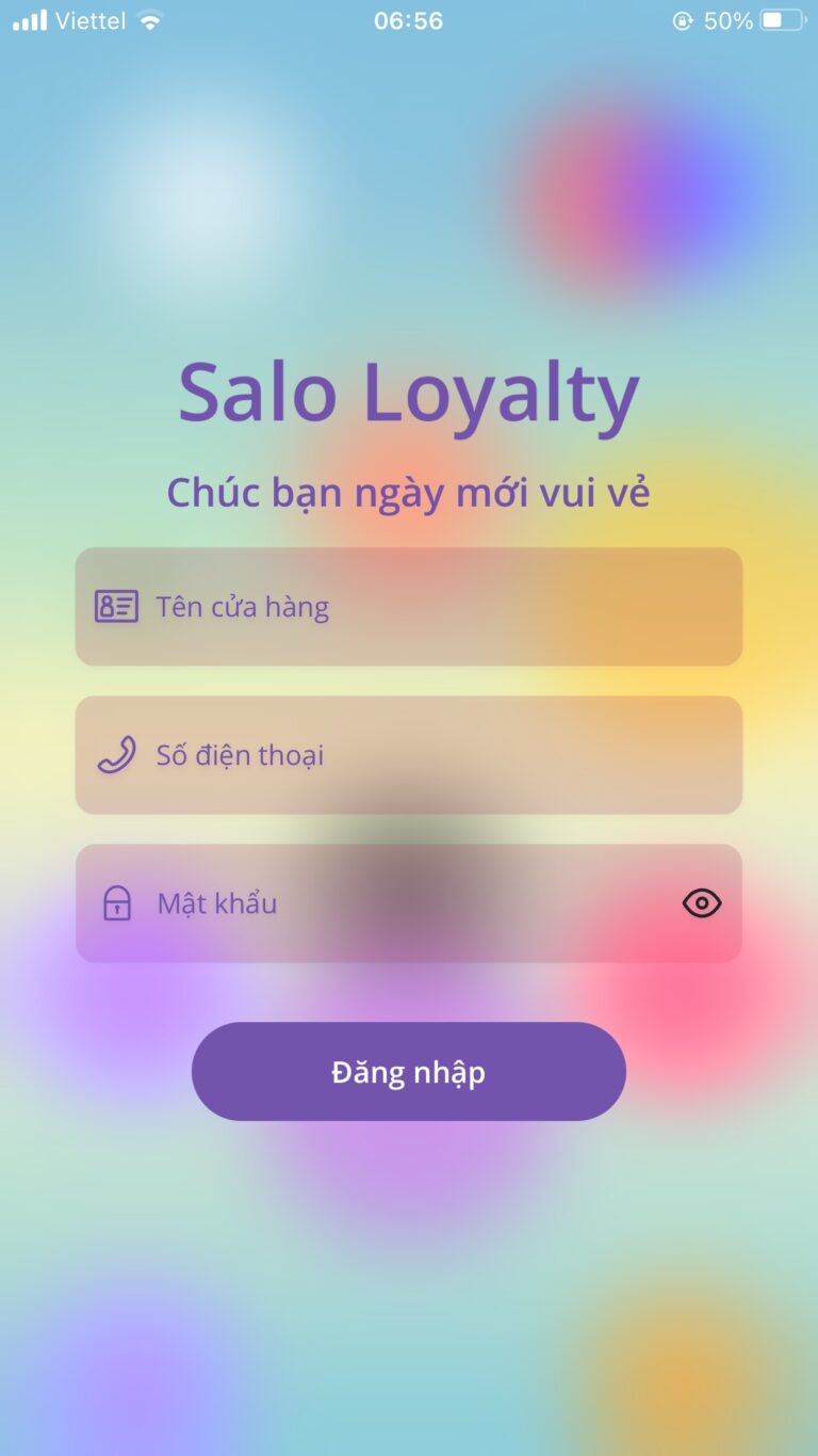 Màn hình đăng nhập Salo Loyalty